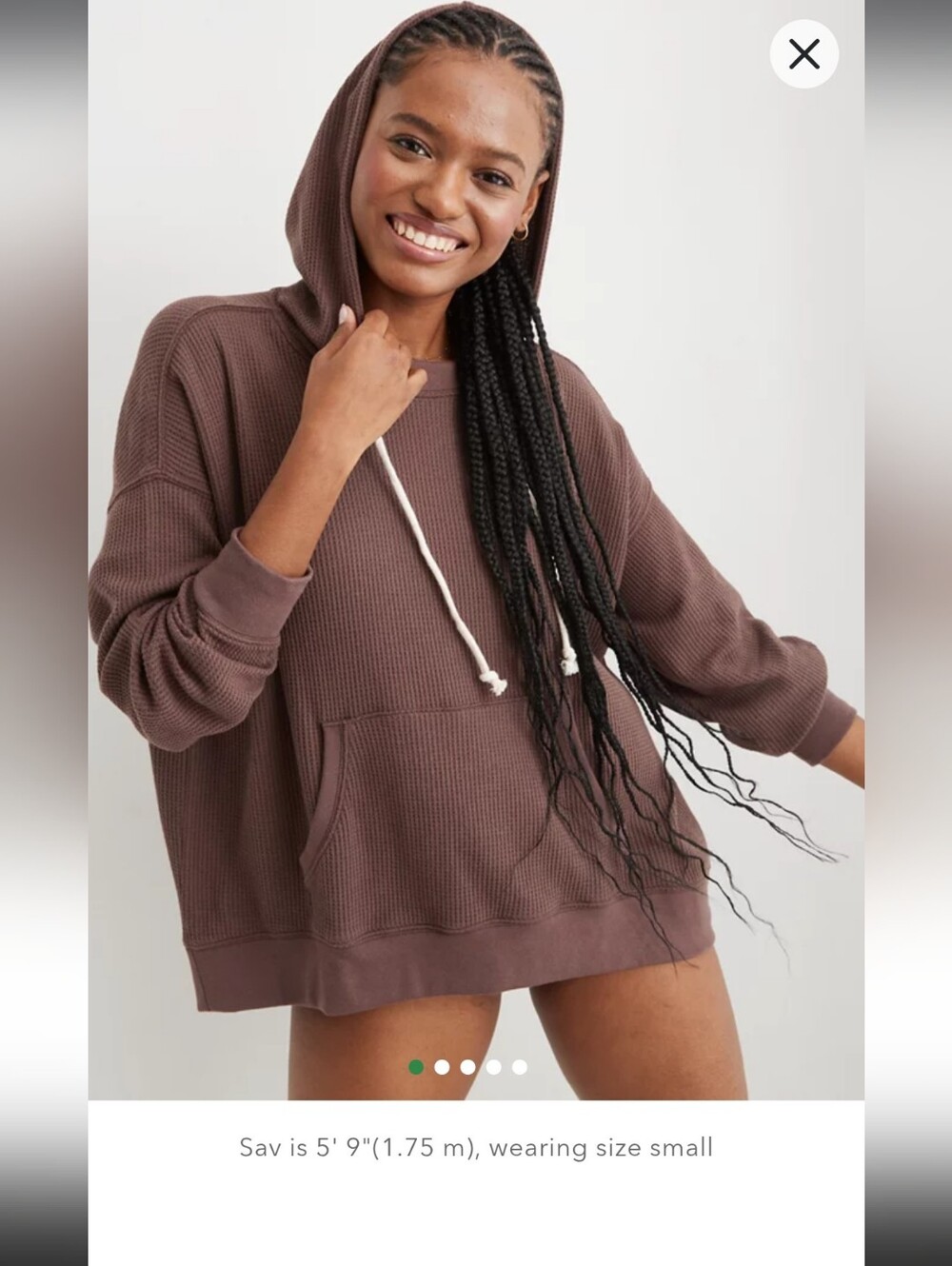 AERIE_ Cozy Waffle Hoodie in Relic
